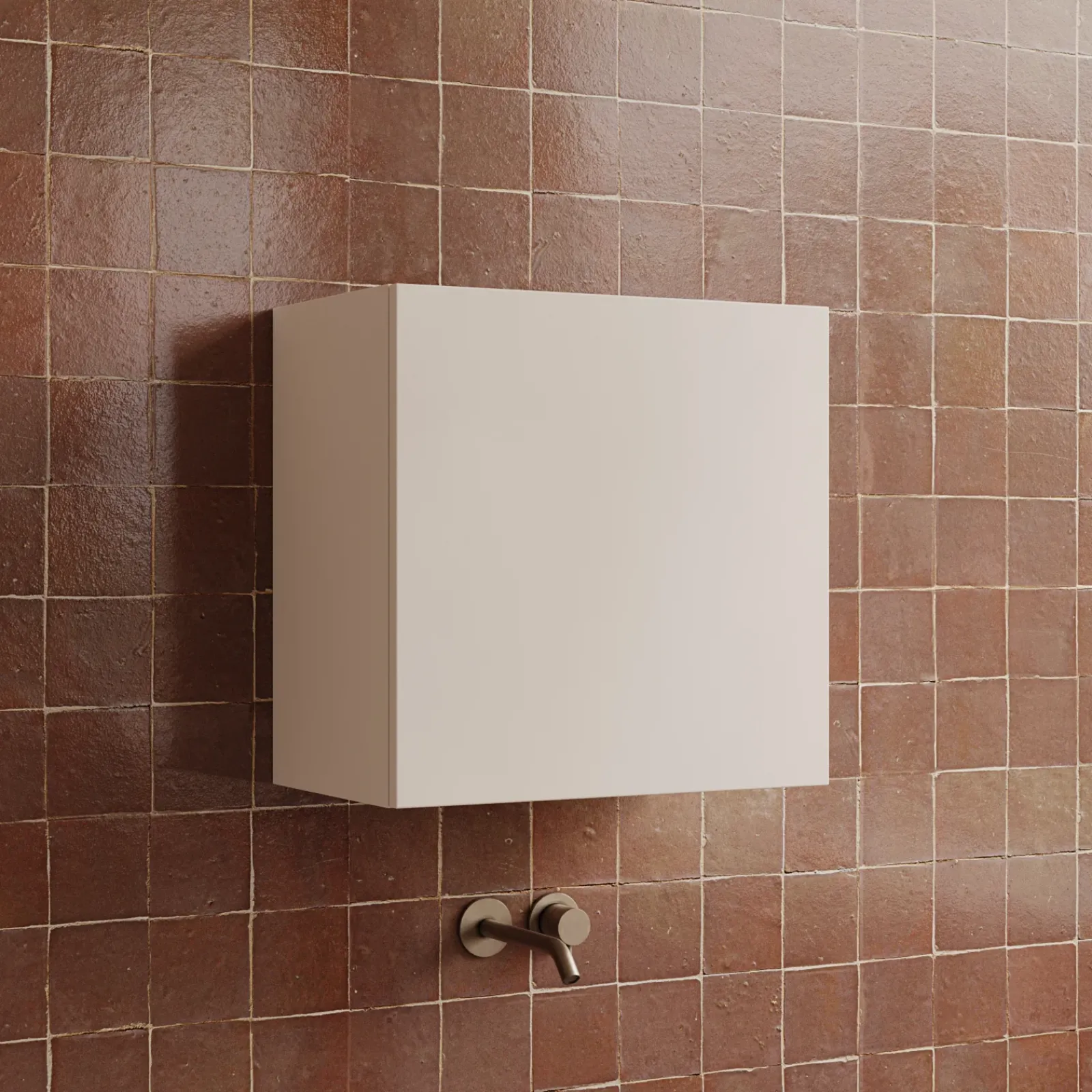 Garnero Arredamenti Pensili Per Bagno-Pensile cubo sospeso bagno 55x50h cm 1 anta reversibile Sunset Beige