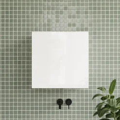 Garnero Arredamenti Pensili Per Bagno-Pensile cubo sospeso bagno 55x50h cm 1 anta reversibile Sunset Bianco Lucido