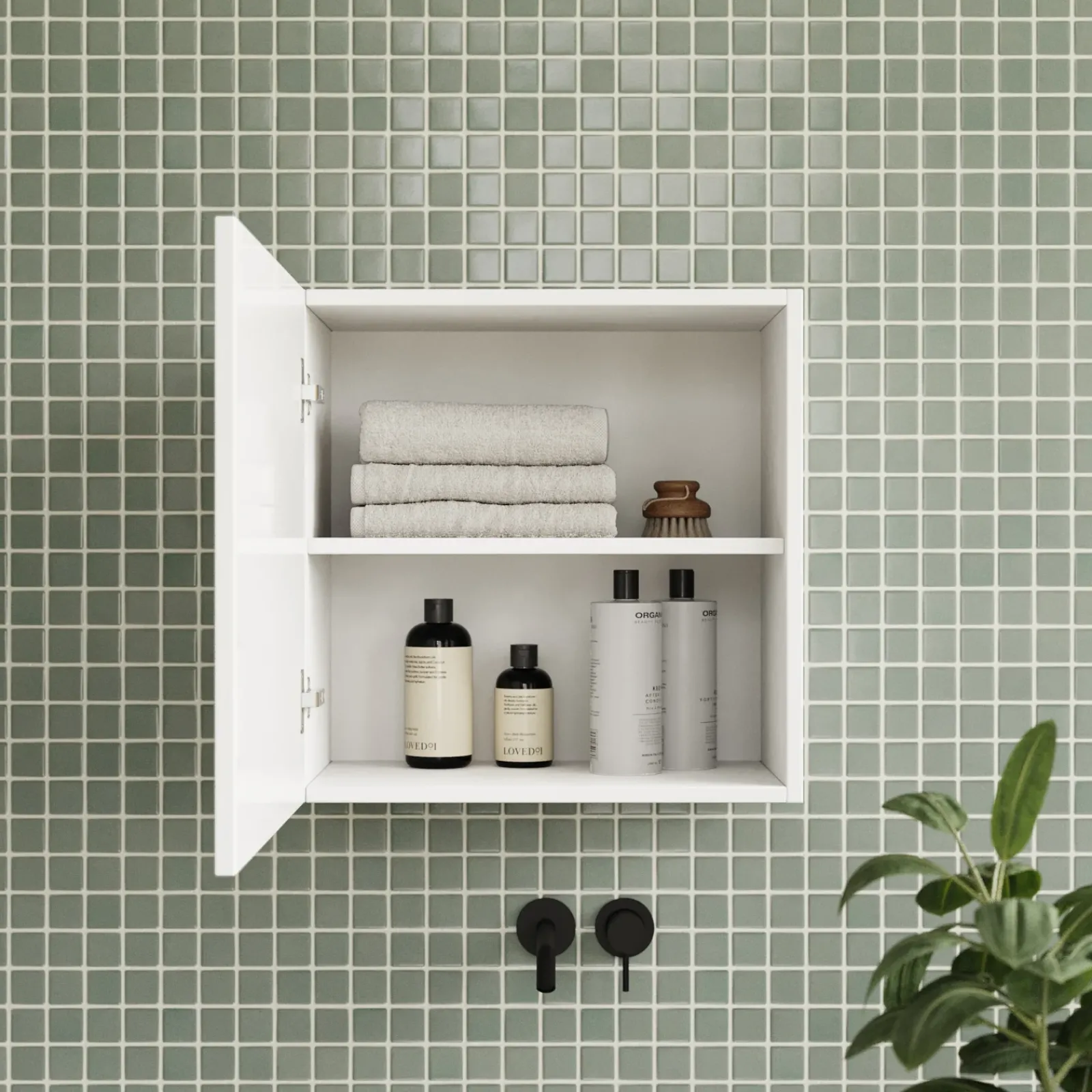 Garnero Arredamenti Pensili Per Bagno-Pensile cubo sospeso bagno 55x50h cm 1 anta reversibile Sunset Bianco Lucido