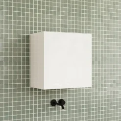 Garnero Arredamenti Pensili Per Bagno-Pensile cubo sospeso bagno 55x50h cm 1 anta reversibile Sunset Bianco Lucido