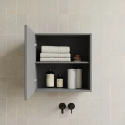 Garnero Arredamenti Pensili Per Bagno-Pensile cubo sospeso bagno 55x50h cm 1 anta reversibile Sunset Grigio scuro