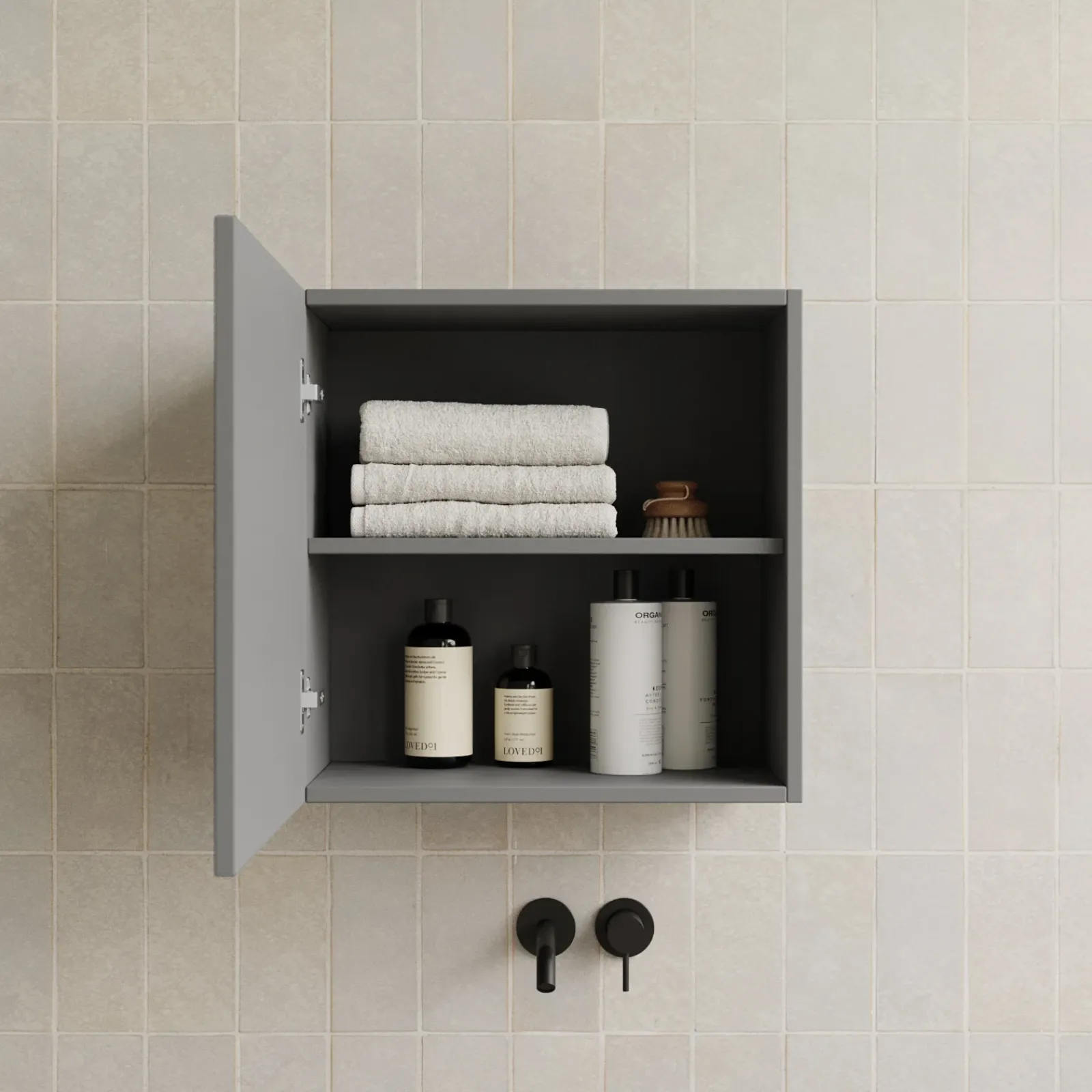 Garnero Arredamenti Pensili Per Bagno-Pensile cubo sospeso bagno 55x50h cm 1 anta reversibile Sunset Grigio scuro