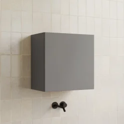 Garnero Arredamenti Pensili Per Bagno-Pensile cubo sospeso bagno 55x50h cm 1 anta reversibile Sunset Grigio scuro