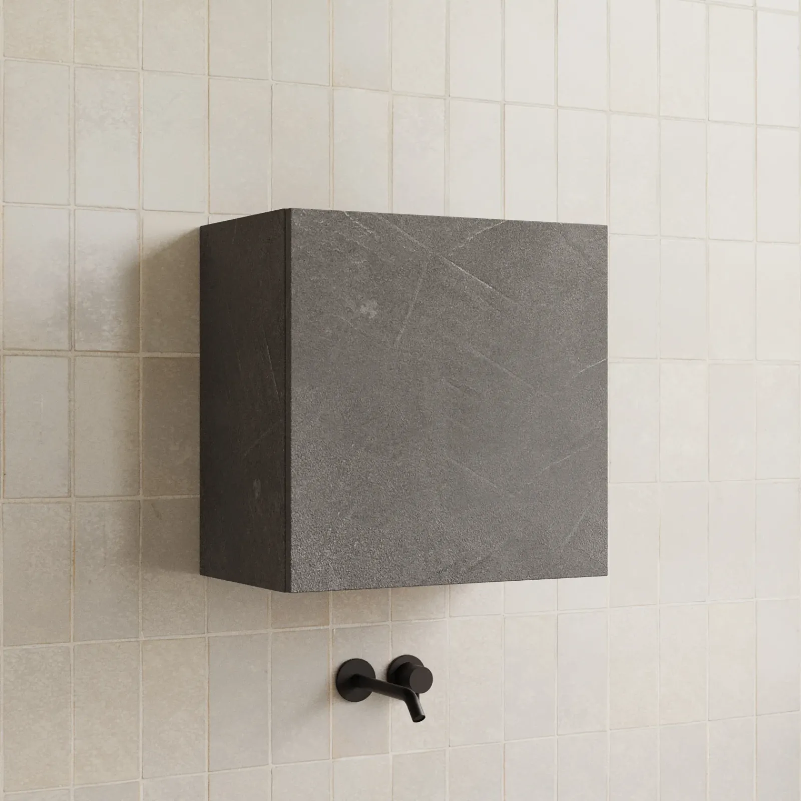 Garnero Arredamenti Pensili Per Bagno-Pensile cubo sospeso bagno 55x50h cm 1 anta reversibile Sunset Antracite