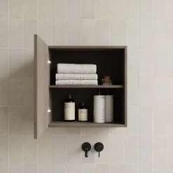 Garnero Arredamenti Pensili Per Bagno-Pensile cubo sospeso bagno 55x50h cm 1 anta reversibile scuro Sunset Marrone