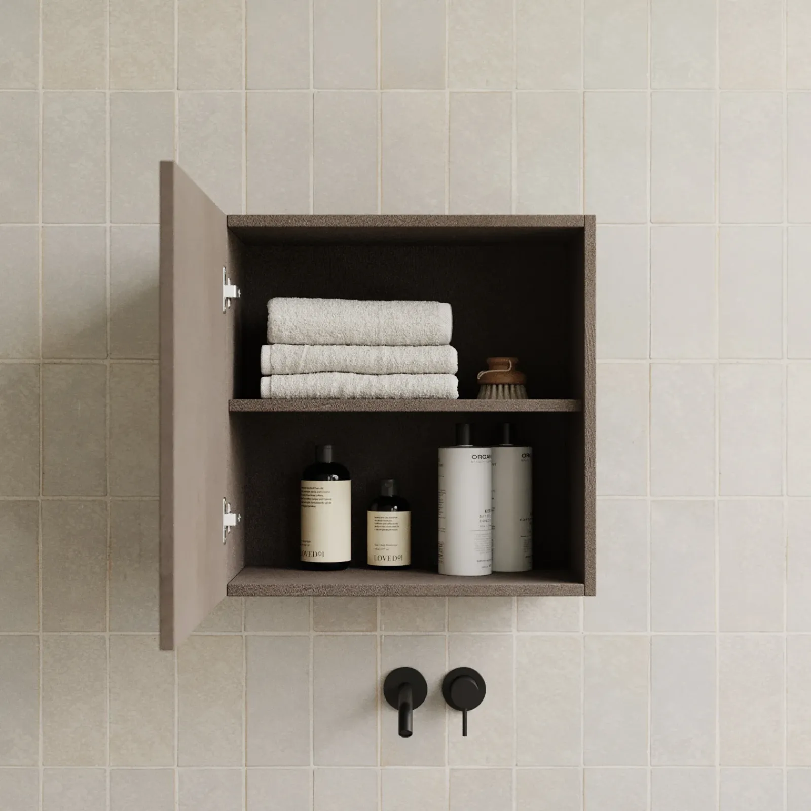 Garnero Arredamenti Pensili Per Bagno-Pensile cubo sospeso bagno 55x50h cm 1 anta reversibile scuro Sunset Marrone