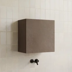 Garnero Arredamenti Pensili Per Bagno-Pensile cubo sospeso bagno 55x50h cm 1 anta reversibile scuro Sunset Marrone