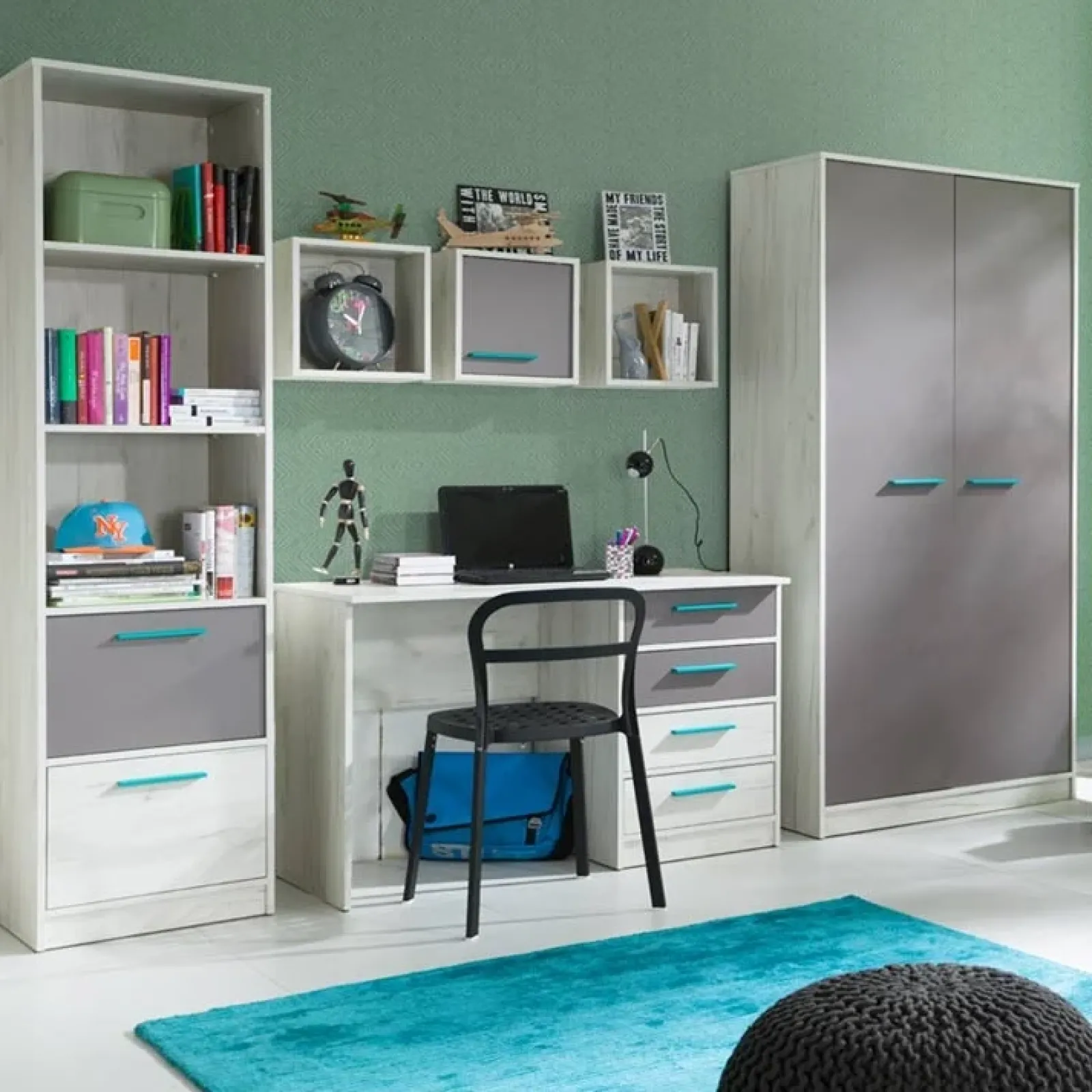 Garnero Arredamenti Mensole E Pensili-Pensile cubo sospeso 35x35h cm 1 anta bianco grigio rovere antracite turchese Maya Gihome®