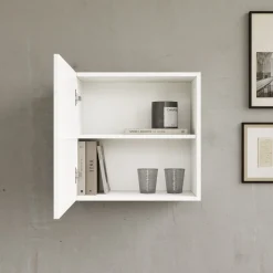 Garnero Arredamenti Mensole E Pensili|Mensole E Pensili-Pensile cubo sospeso 55x50h cm 1 anta reversibile Sunset Bianco Lucido