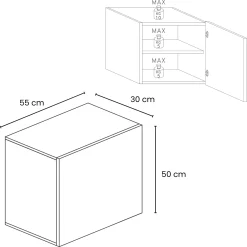 Garnero Arredamenti Mensole E Pensili|Mensole E Pensili-Pensile cubo sospeso 55x50h cm 1 anta reversibile rovere scuro Sunset Noce