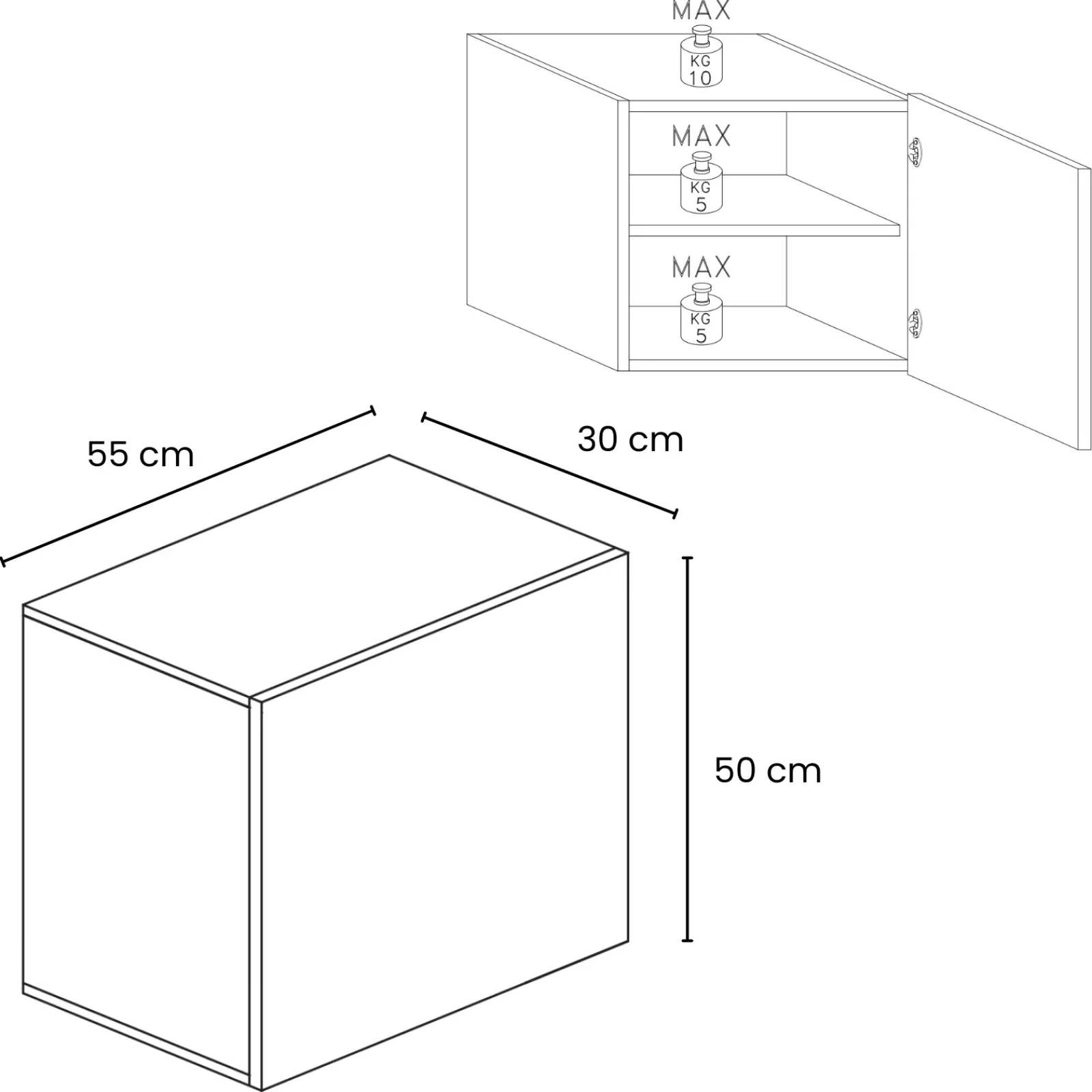 Garnero Arredamenti Mensole E Pensili|Mensole E Pensili-Pensile cubo sospeso 55x50h cm 1 anta reversibile rovere scuro Sunset Noce