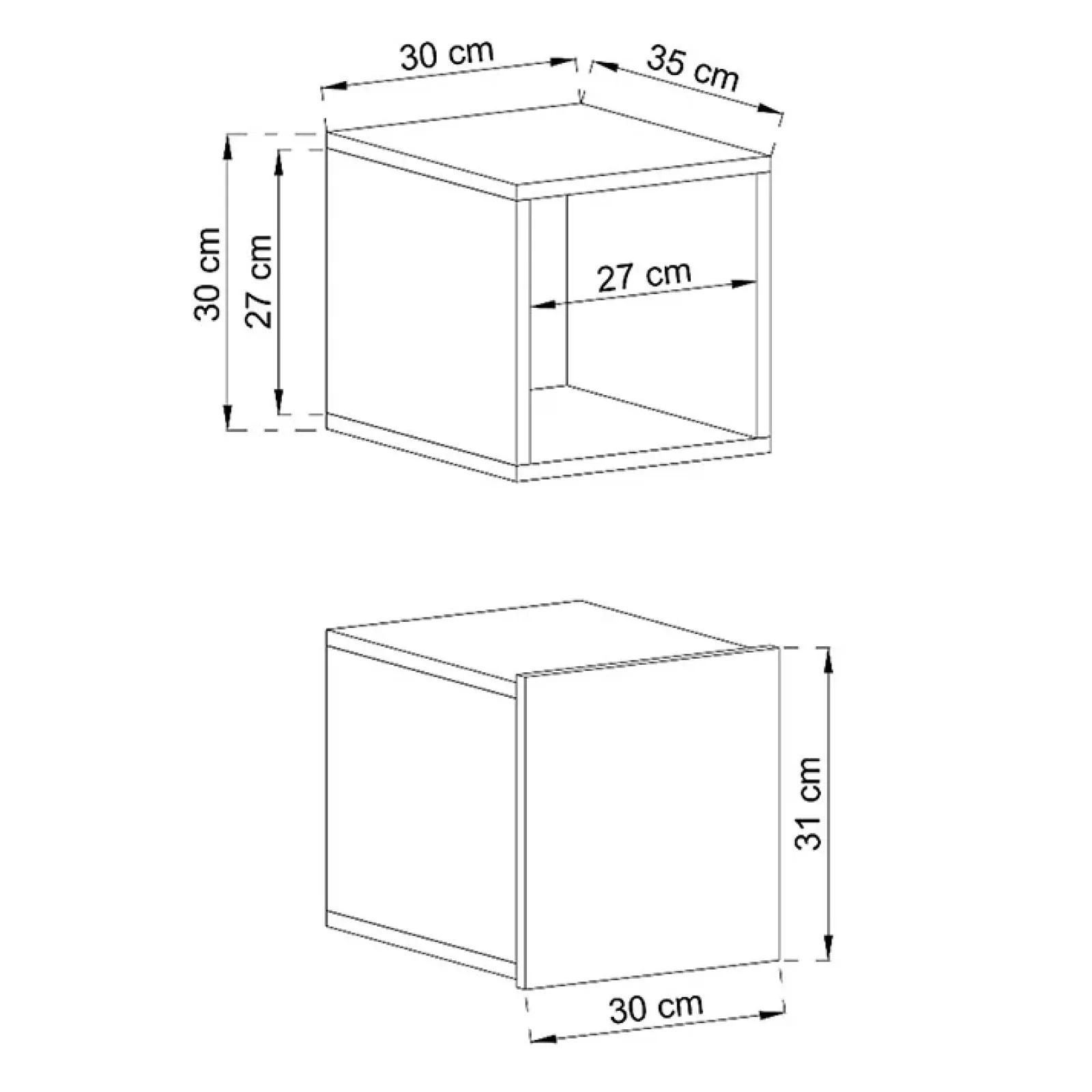 Garnero Arredamenti Mensole E Pensili-Pensile cubo sospeso 30x30h cm 1 anta Erice Gihome® Antracite