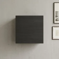 Garnero Arredamenti Mensole E Pensili-Pensile cubo sospeso 55x50h cm 1 anta reversibile Sunset Nero Frassinato