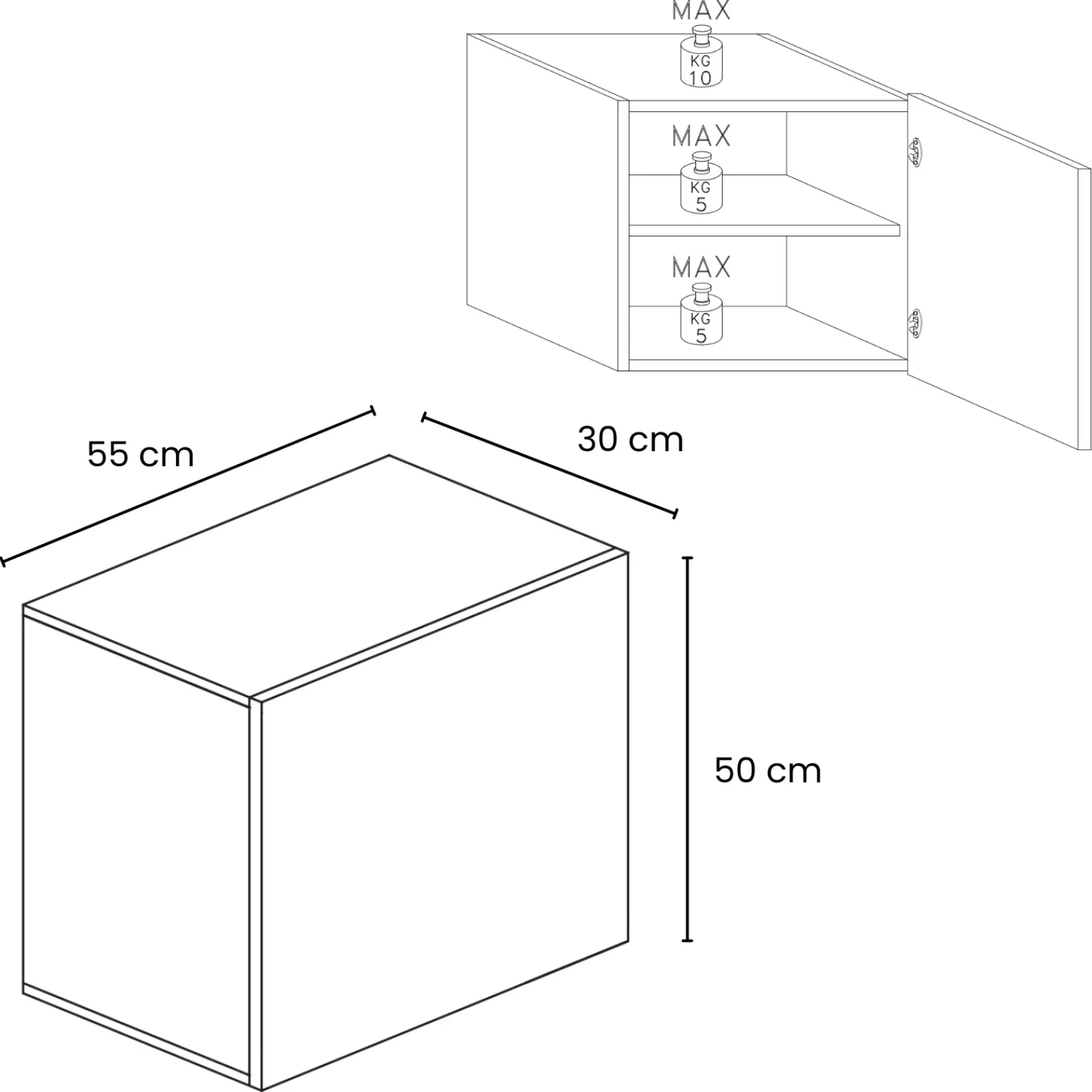 Garnero Arredamenti Mensole E Pensili-Pensile cubo sospeso 55x50h cm 1 anta reversibile con telaio tortora Sunset