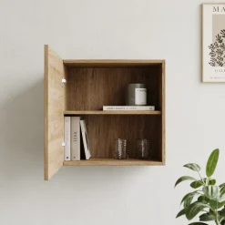 Garnero Arredamenti Mensole E Pensili-Pensile cubo sospeso 55x50h cm 1 anta reversibile Sunset Rovere Chiaro