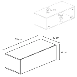 Garnero Arredamenti Mensole E Pensili-Pensile da parete orizzontale 69x29h cm 1 anta reversibile rovere scuro Sunset Noce