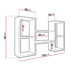 Garnero Arredamenti Mensole E Pensili|Librerie-Pensile da parete 102x60h cm 5 vani moderna chiaro Felicita Rovere
