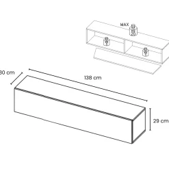 Garnero Arredamenti Mensole E Pensili-Pensile orizzontale 138x29h cm 1 anta reversibile moderno Sunset Grigio scuro