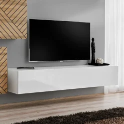 Garnero Arredamenti Mensole E Pensili-Pensile orizzontale 180x30h cm a ribalta bianco lucido Geo