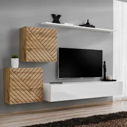 Garnero Arredamenti Mensole E Pensili-Pensile orizzontale 180x30h cm a ribalta bianco lucido Geo