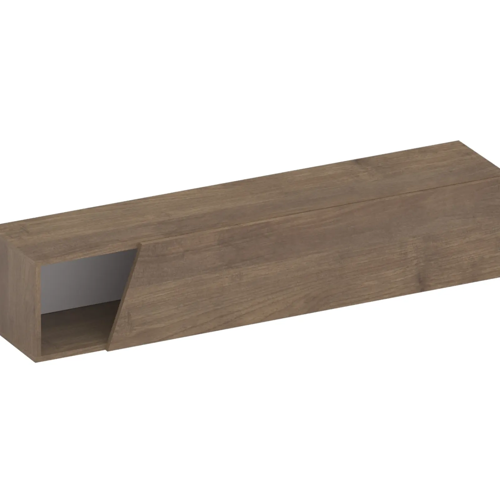 Garnero Arredamenti Mensole E Pensili-Pensile orizzontale 138x29h cm 1 anta tagliata soggiorno rovere scuro Sunset Noce