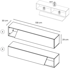 Garnero Arredamenti Mensole E Pensili-Pensile orizzontale 138x29h cm 1 anta tagliata soggiorno chiaro Sunset Rovere