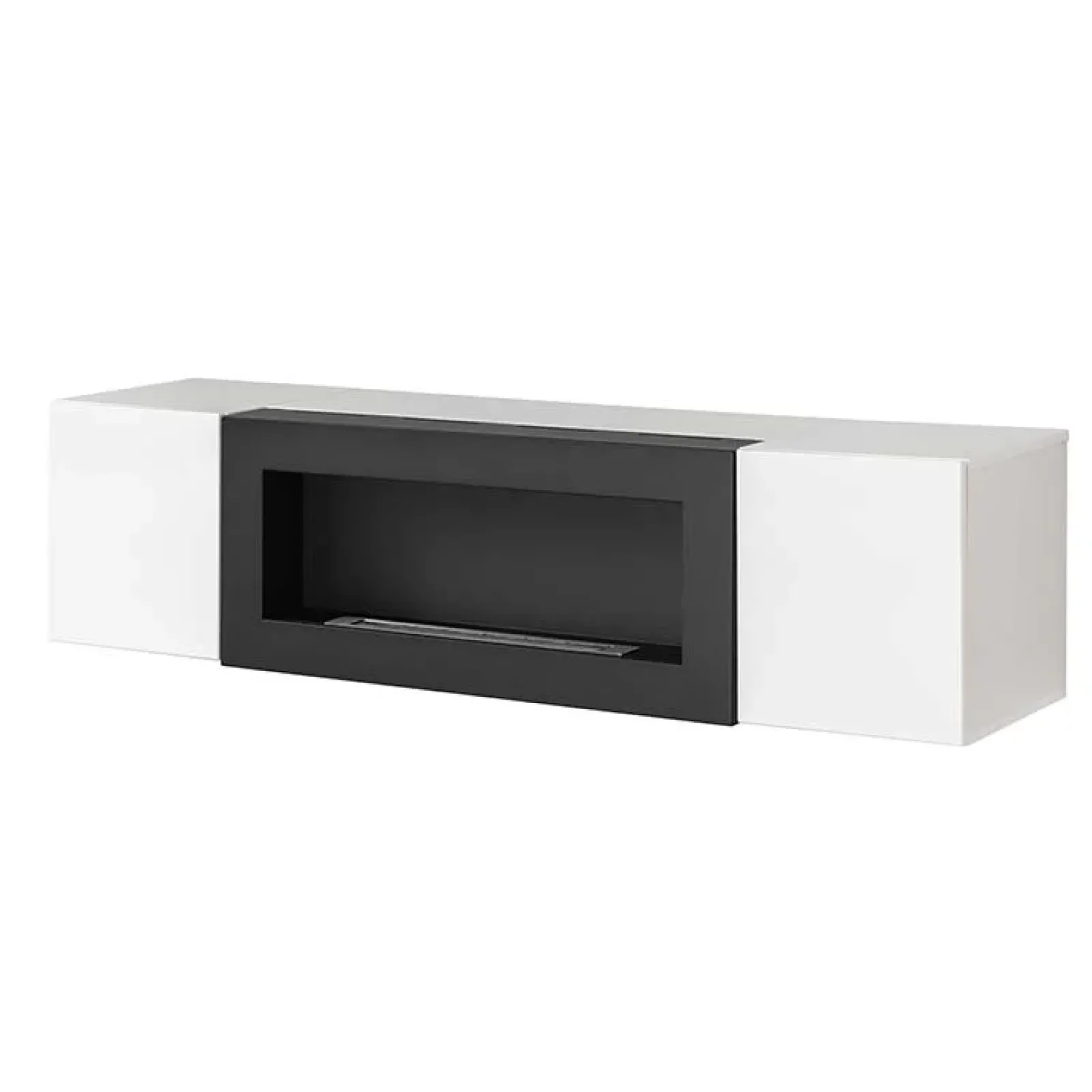 Garnero Arredamenti Camino Bioetanolo-Pensile sospeso con biocamino 160x40h cm bianco Ignis Gihome® Bianco Lucido - Bianco opaco