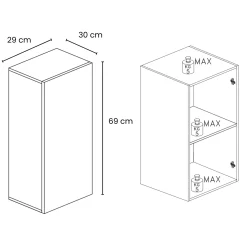 Garnero Arredamenti Mensole E Pensili|Mensole E Pensili-Pensile verticale 29x69h cm 1 anta reversibile Sunset Tortora