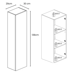 Garnero Arredamenti Mensole E Pensili-Pensile verticale 29x138h cm 1 anta reversibile moderno chiaro Sunset Rovere
