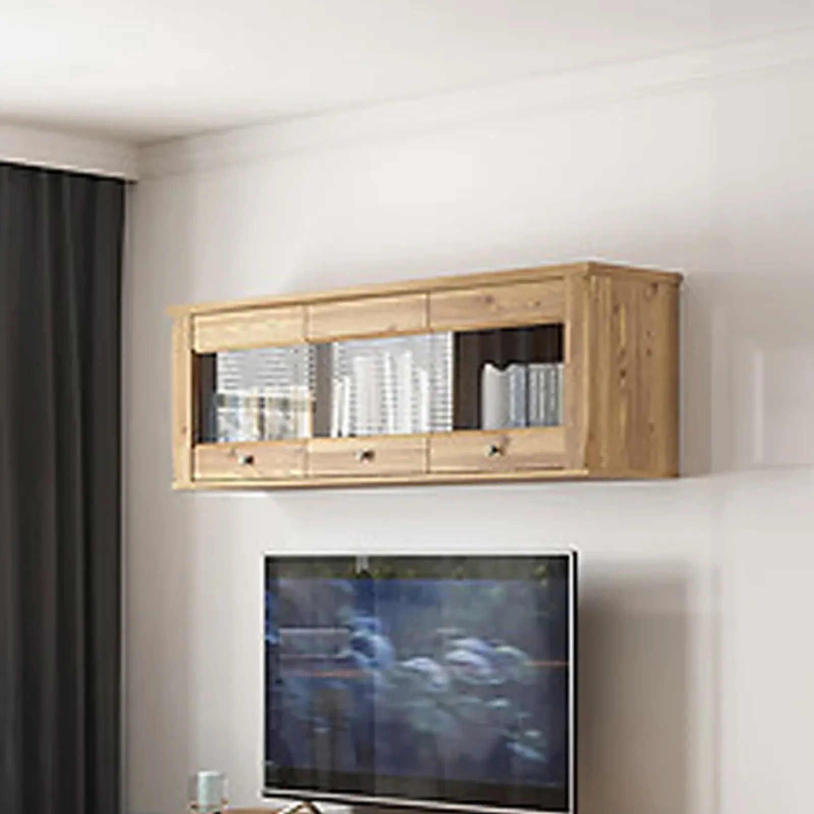 Garnero Arredamenti Mensole E Pensili-Pensile 156x50h cm 3 ante soggiorno rovere scuro Lucca