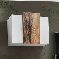 Garnero Arredamenti Mensole E Pensili-Pensile 90x66h cm moderno bianco laccato lucido pero Milos Gihome® Bianco Lucido - Rovere Rustico