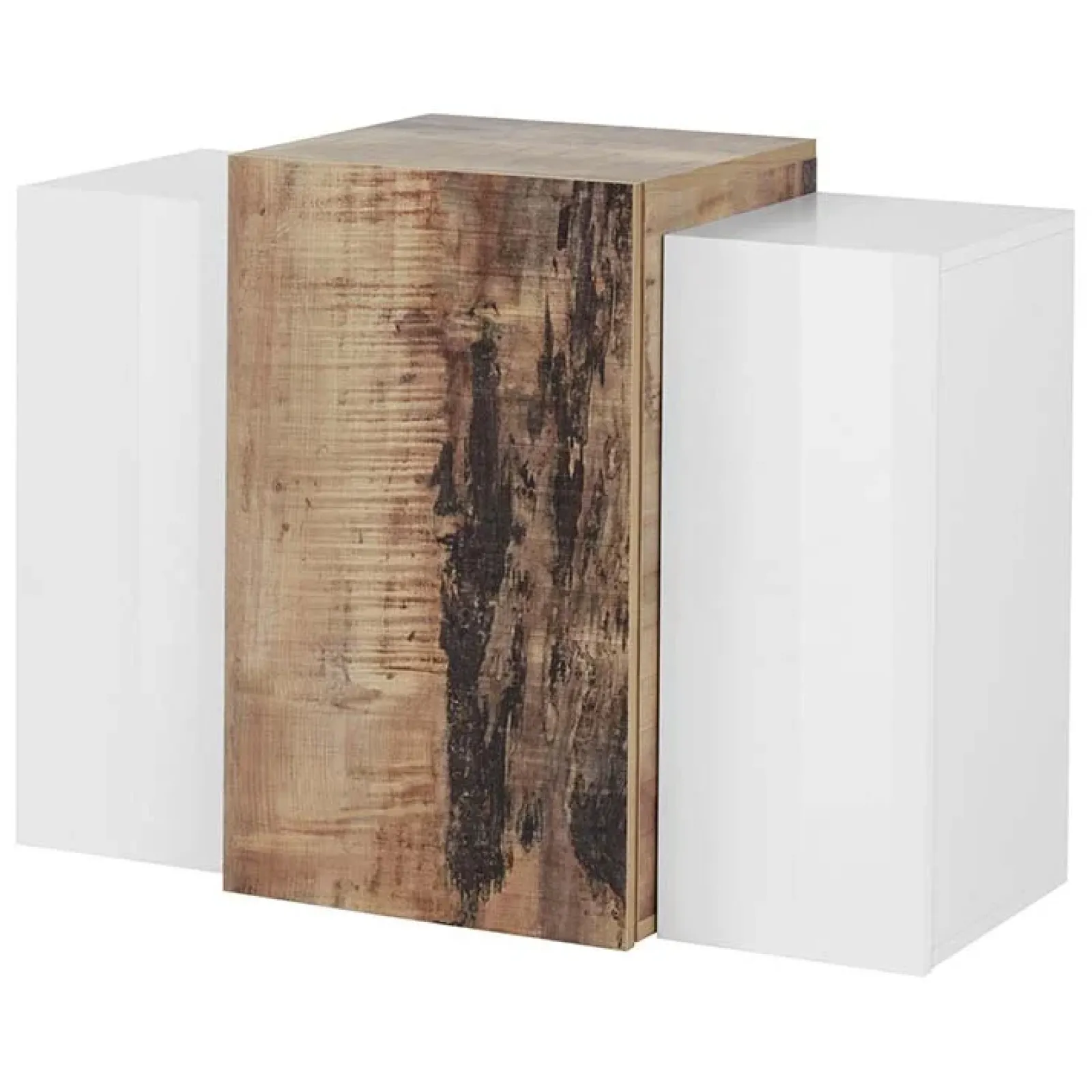 Garnero Arredamenti Mensole E Pensili-Pensile 90x66h cm moderno bianco laccato lucido pero Milos Gihome® Bianco Lucido - Rovere Rustico