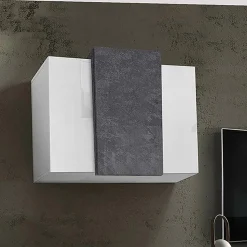 Garnero Arredamenti Mensole E Pensili-Pensile 90x66h cm moderno salotto bianco ossido Milos Gihome® Bianco Lucido - Ossido