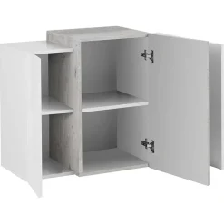 Garnero Arredamenti Mensole E Pensili-Pensile 90x66h cm moderno salotto bianco ossido Milos Gihome® Bianco Lucido - Ossido