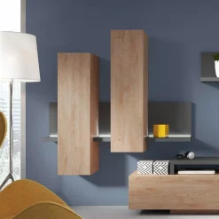 Garnero Arredamenti Mensole E Pensili|Mensole E Pensili-Pensile 152x142h cm per parete attrezzata con mensola rovere antracite Megan Gihome® Rovere - Antracite