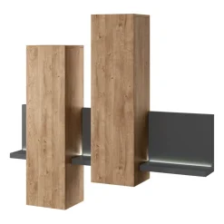 Garnero Arredamenti Mensole E Pensili|Mensole E Pensili-Pensile 152x142h cm per parete attrezzata con mensola rovere antracite Megan Gihome® Rovere - Antracite