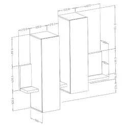 Garnero Arredamenti Mensole E Pensili|Mensole E Pensili-Pensile 152x142h cm per parete attrezzata con mensola rovere antracite Megan Gihome® Rovere - Antracite