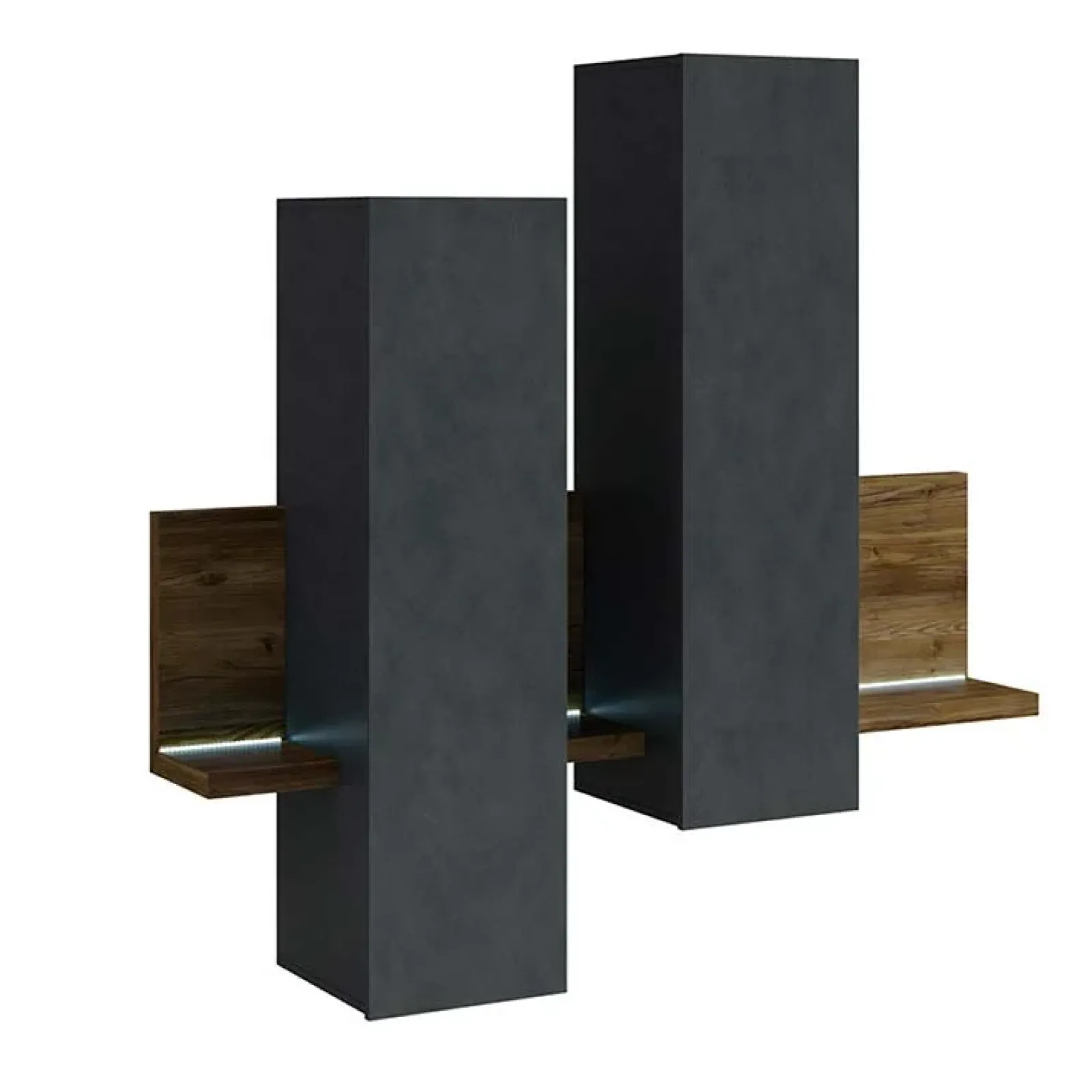 Garnero Arredamenti Mensole E Pensili|Mensole E Pensili-Pensile 152x142h cm per parete attrezzata con mensola antracite spatolato noce Megan Gihome® Noce - Antracite