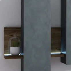 Garnero Arredamenti Mensole E Pensili|Mensole E Pensili-Pensile 152x142h cm per parete attrezzata con mensola antracite spatolato noce Megan Gihome® Noce - Antracite