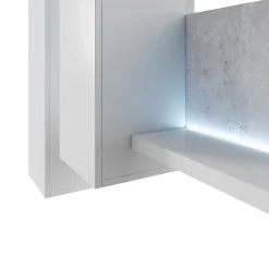 Garnero Arredamenti Mensole E Pensili|Mensole E Pensili-Pensile 150x142h h cm per parete attrezzata con mensola bianco opaco cemento Megan Gihome® Cemento - Bianco opaco