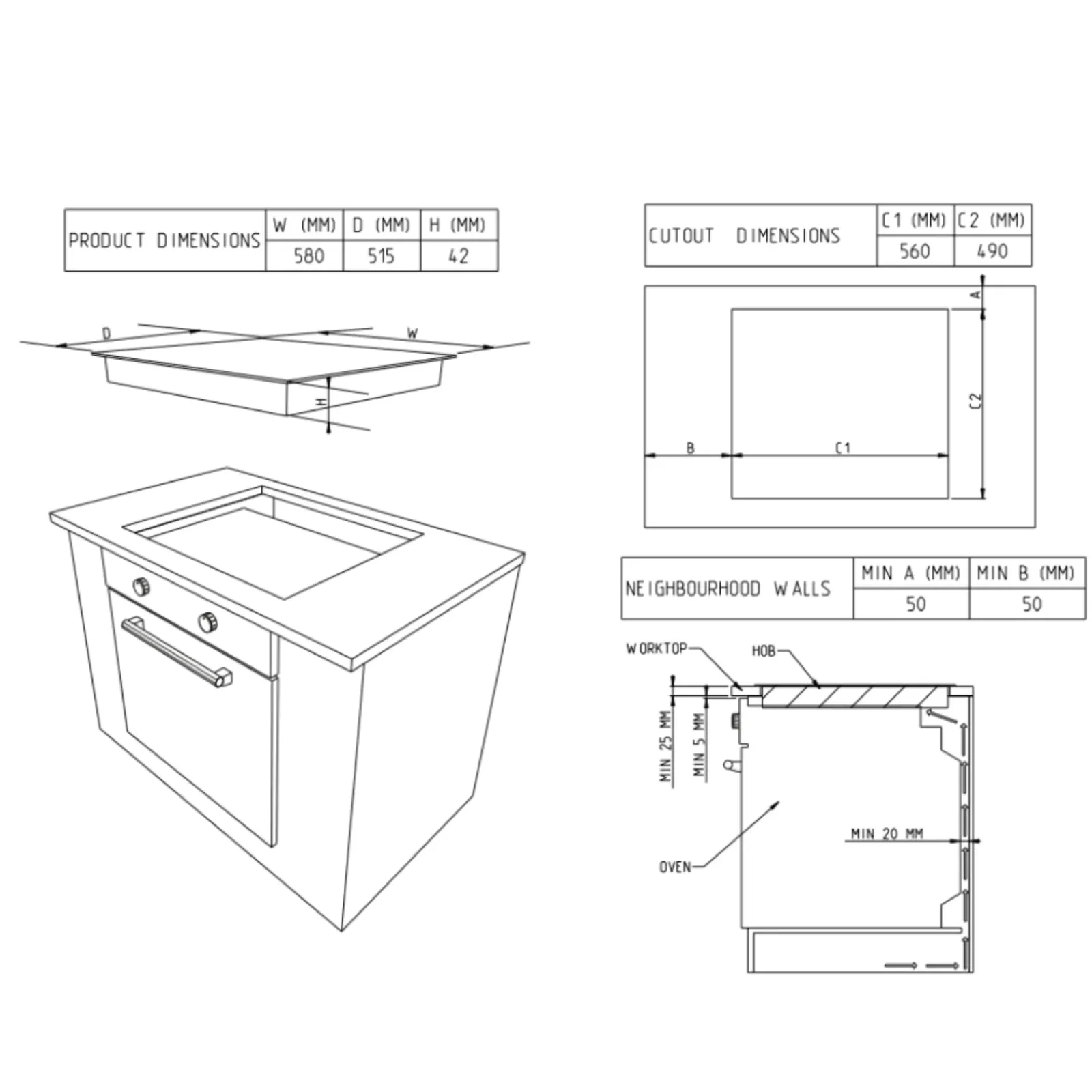 Garnero Arredamenti Elettrodomestici-Piano cottura 4 fuochi gas 60cm acciaio Atlantic