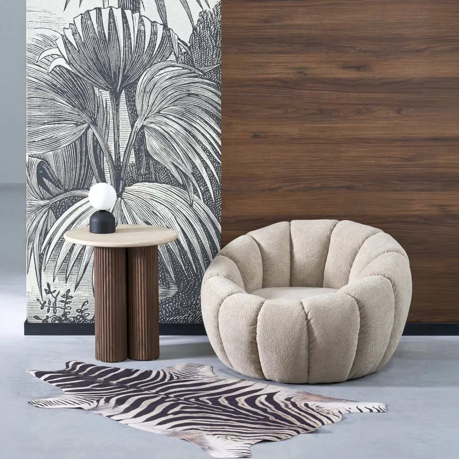 Garnero Arredamenti Poltroncine Imbottite-Poltorona imbottita in tessuto design moderno Coccoluna Beige