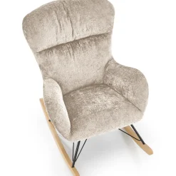 Garnero Arredamenti Poltrone Relax|Poltroncine Imbottite-Poltrona a dondolo imbottita in tessuto Isla Beige