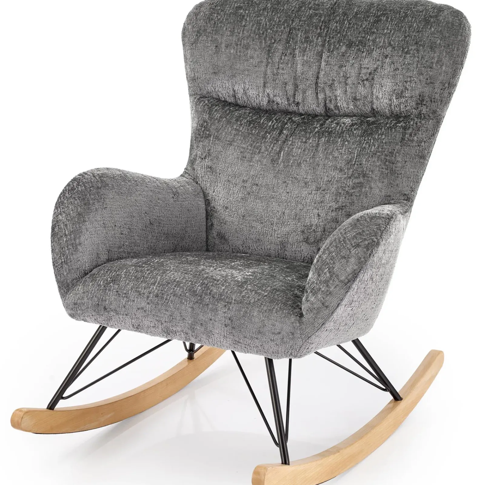 Garnero Arredamenti Poltrone Relax|Poltroncine Imbottite-Poltrona a dondolo imbottita in tessuto Isla Grigio