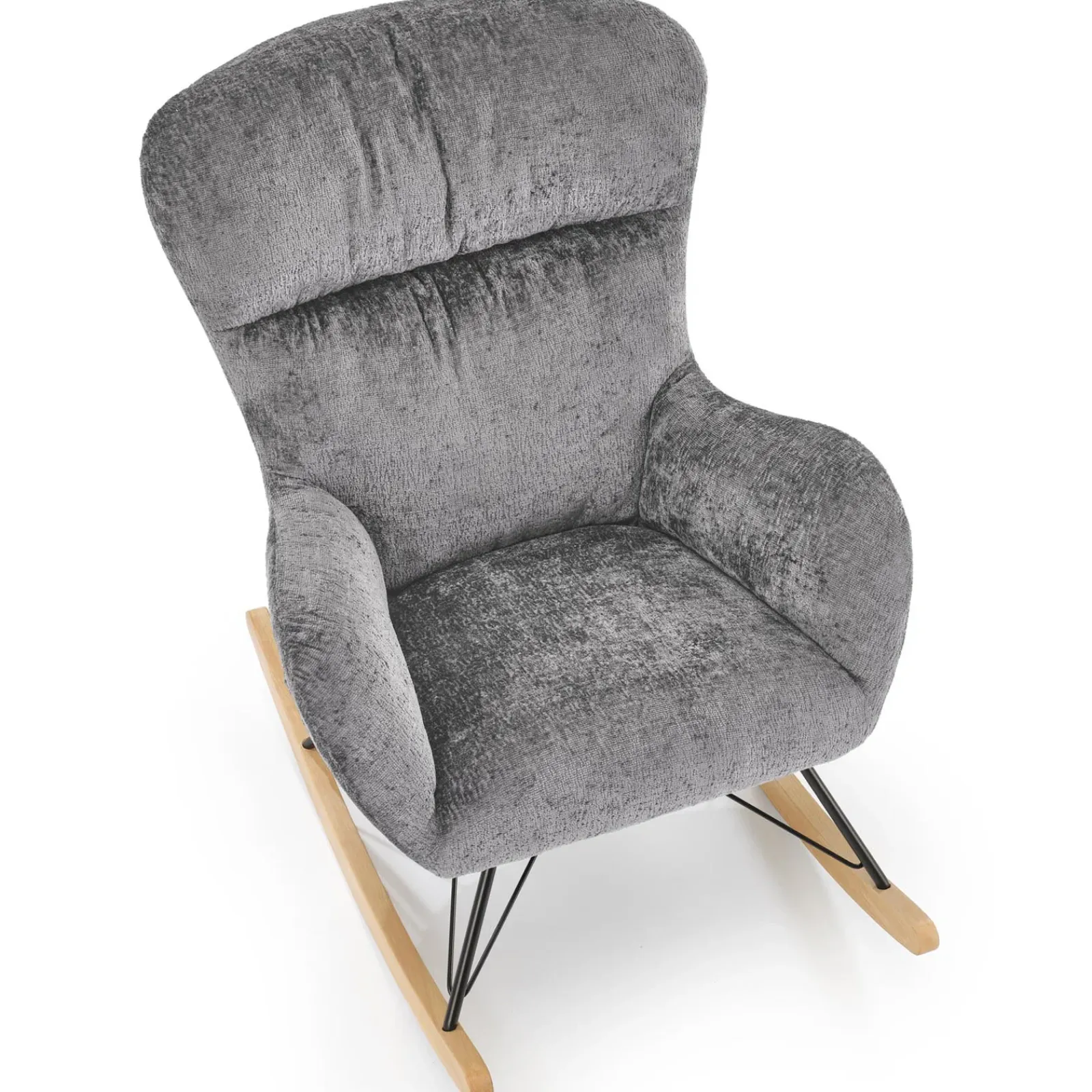 Garnero Arredamenti Poltrone Relax|Poltroncine Imbottite-Poltrona a dondolo imbottita in tessuto Isla Grigio