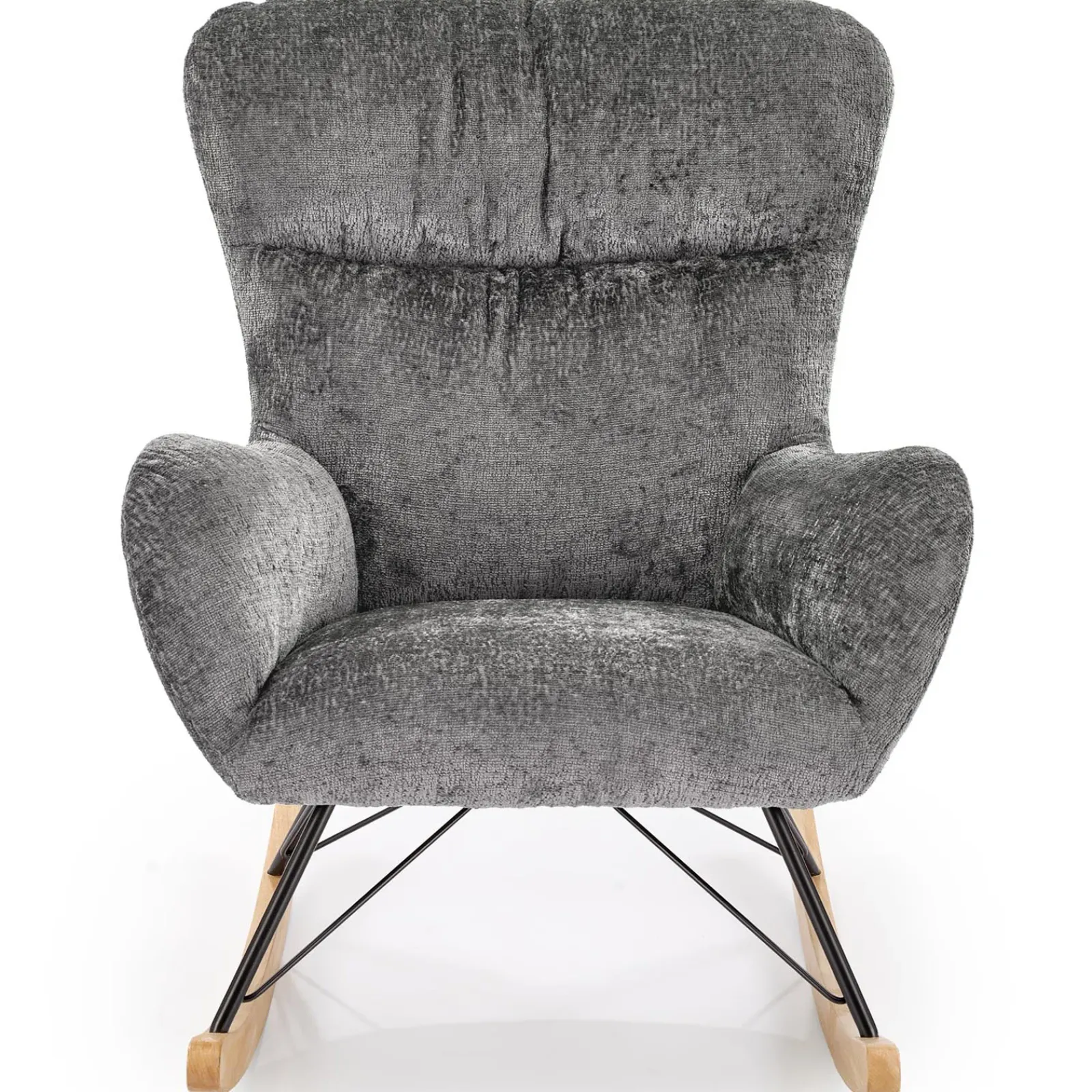 Garnero Arredamenti Poltrone Relax|Poltroncine Imbottite-Poltrona a dondolo imbottita in tessuto Isla Grigio