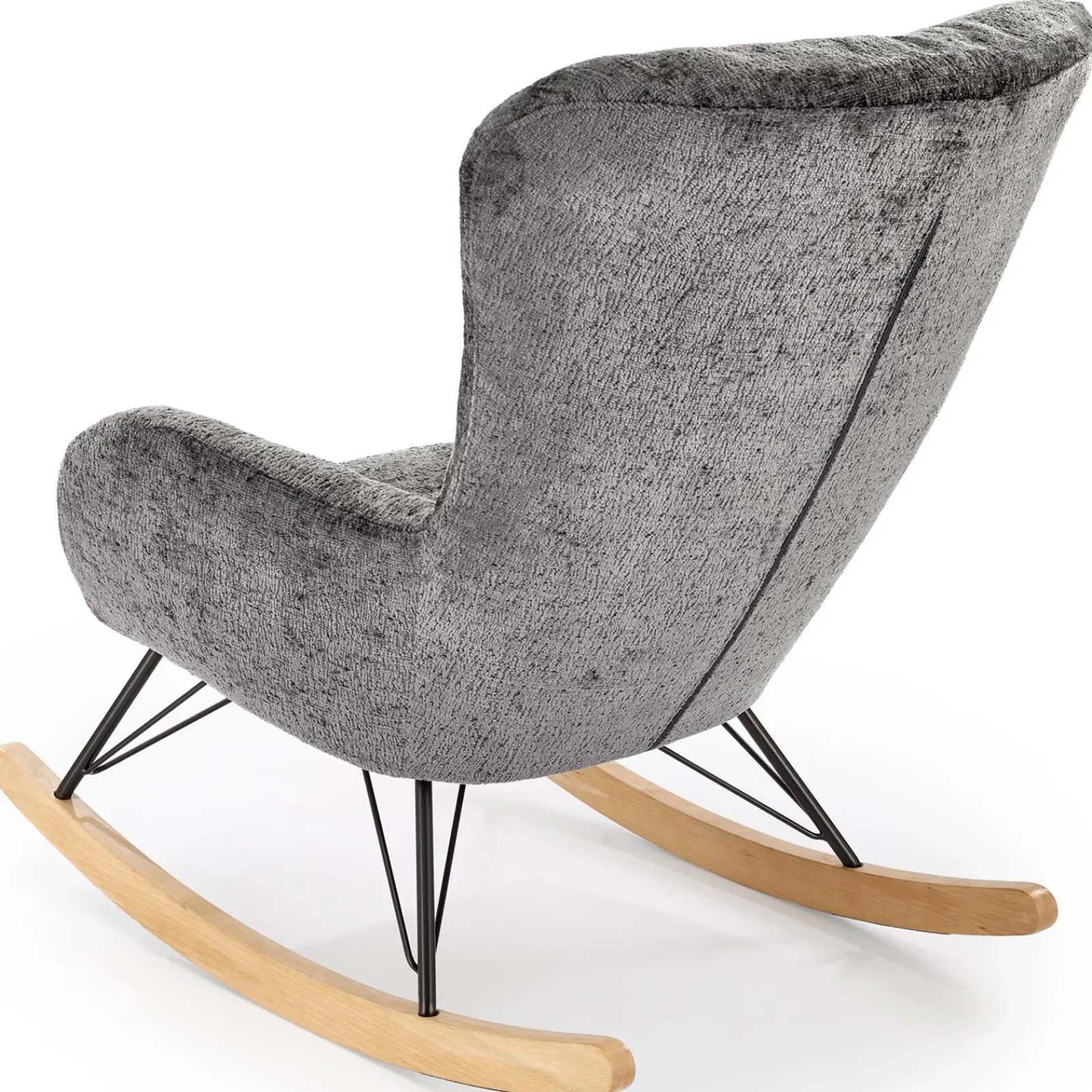 Garnero Arredamenti Poltrone Relax|Poltroncine Imbottite-Poltrona a dondolo imbottita in tessuto Isla Grigio