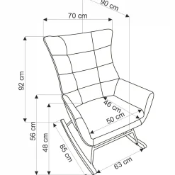 Garnero Arredamenti Poltrone Relax|Poltroncine Imbottite-Poltrona a dondolo relax imbottita in velluto Nanna Grigio