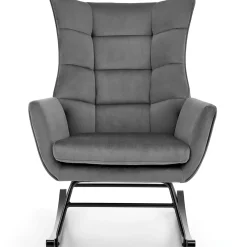 Garnero Arredamenti Poltrone Relax|Poltroncine Imbottite-Poltrona a dondolo relax imbottita in velluto Nanna Grigio