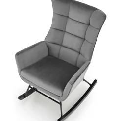 Garnero Arredamenti Poltrone Relax|Poltroncine Imbottite-Poltrona a dondolo relax imbottita in velluto Nanna Grigio